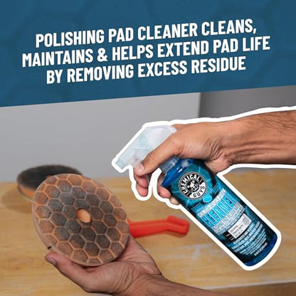 Chemical Guys 6.5" Buffing Pad Sampler Kit - 4 Piece Detailing Set with 3 Professional Foam Pads and 16 oz Polishing Pad Cleaner - Works with Dual Action and Rotary Polishers Using 6" Backing Plates - size: 6.5"