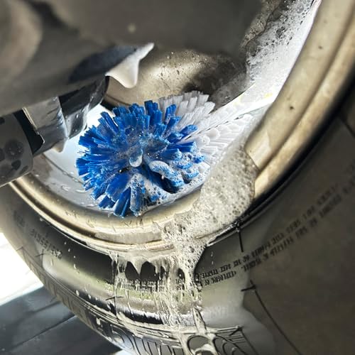 Wheel Brush Kit, Soft Drill Wheel Cleaner Brush, Tire Brush, Detailing Brush, and Detailing Pads, No Scratches Car Wheel Cleaning Kit for Wheels, Tire, Rims, Engines, Exhaust(Blue + White 9 Pk) - color: Blue + White 9 Pk