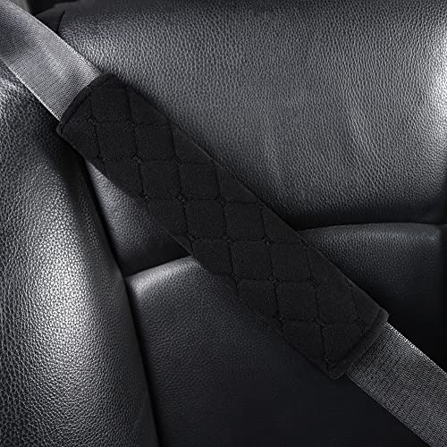 Tapha Plush Car Seat Belt Cover and Shoulder Pad Cushions Improve Driving Comfort, 2 PCS Included and Compatible with All Vehicles (Black) - color: Black