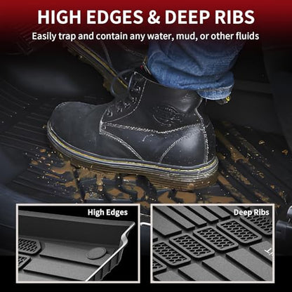 LASFIT Floor Mats for Jeep Grand Cherokee L 2021-2025 2026 (ONLY for 6-Passengers Without Center Console) All Weather TPE Custom Fit Car Mats Floor Liners 1st & 2nd & 3th Row, Black - style: Grand Cherokee L 6-Seat 2021-2026 Floor Mats