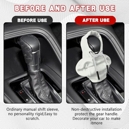 Gear Shift Hoodie, Shifter Hoodie, Funny Car Gear Shift Protector Cover, Automotive Interior Cute Gadgets Fashionable Mini Sweater Shifter Stick Knob Cover Universal for Most Vehicles (White) - color: White