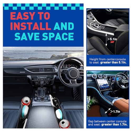 Car Seat Gap Filler Organizer, Universal PU Leather Car Seat Organizer with Cup Holder, Seat Gap Filler Storage Bag for Glasses, Phones, Keys, Cards and Small Items