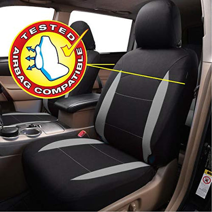 Flying Banner Car Seat Covers Front Seats Rear Bench Polyester car seat Protectors Easy installations Rear Bench Split Classic man Lady Truck (Full Set - Low Back, Black Gray) - color: Black Gray