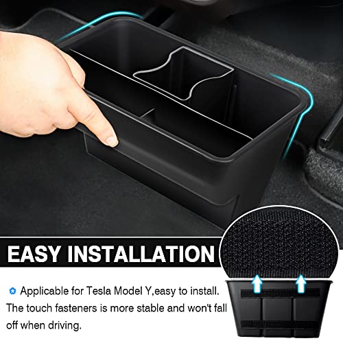 Karltys Rear Center Console Organizer for Tesla Model Y 2020-2024 2025 Accessories 2nd Row Back Seat Storage Box Under Seat Rear Middle Air Outlet Trash Can Container Bin ABS Black(Not for Juniper)