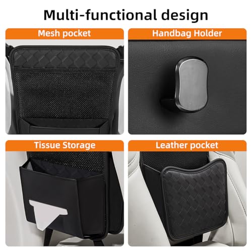 Purse Holder for Car,Car Purse Holder Between Seats,PU Leather Seat Back Organizer,Large Capacity Bag,Car Net Pocket Handbag Holder,Pet Barrier(Gray) - color: Gray
