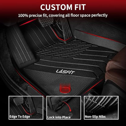 LASFIT Floor Mats&Trunk Mat Fit for BMW X5 2019-2024 2025 2026 40i/45e/50e/50i/M/M50i/M60i, All Weather TPE Custom Fit 1st&2nd Row Full Set Car Mats & Cargo Liner(Only for 5 Passengers), Black - size: 3) X5 2019-2025 2026 | Full Set