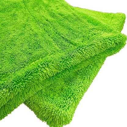 THOR GOAT 1800 Drying Towel (Green) – Premium Korean Microfiber Car Drying Towel – Ultra Plush Twist Loop Design – Super Absorbent, Lint-Free, 28x28, 1800 GSM – Professional Auto Detailing Towel - color: Green