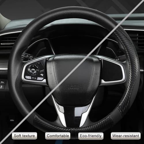 West Llama Microfiber Leather Car Steering Wheel Cover for Kia,14.5-15 inch (Black-Standrad Size) - color: D-Black