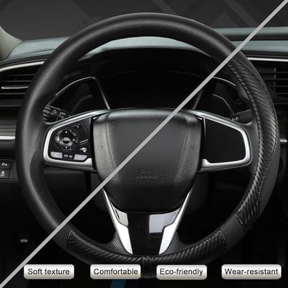 West Llama Microfiber Leather Car Steering Wheel Cover for Kia,14.5-15 inch (Black-Standrad Size) - color: D-Black