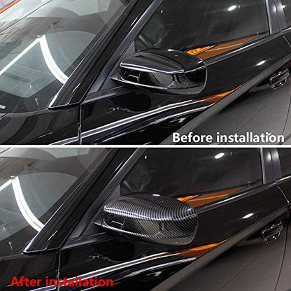 Crosselec Carbon Fiber Side Door Mirror Cover Molding Trim for Dodge Charger 2011-2023 (Carbon Fiber Pattern-Replacement) - color: Carbon fiber pattern-Replacement