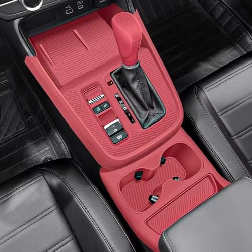 Temmis Center Console Silicone Organizer with Cup Holder for Honda CRV 2023-2026 (Gasoline Version), Full-Wrap Center Consel Electrostatic adsorption Cover for Honda CRV-Red - color: Red for Wrap with Cup Holder