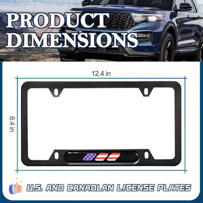 LIN KANG American Flag License Plate Frame Holder - 2 Pack Patriotic Universal Aluminum US Flag Car Plate Frame Covers Accessory with Screws Fasteners Caps - color: Patriotic US Flag