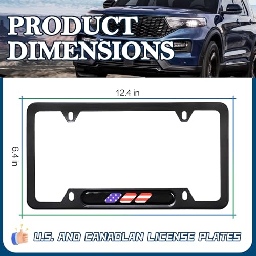 LIN KANG American Flag License Plate Frame Holder - 2 Pack Patriotic Universal Aluminum US Flag Car Plate Frame Covers Accessory with Screws Fasteners Caps - color: Patriotic US Flag