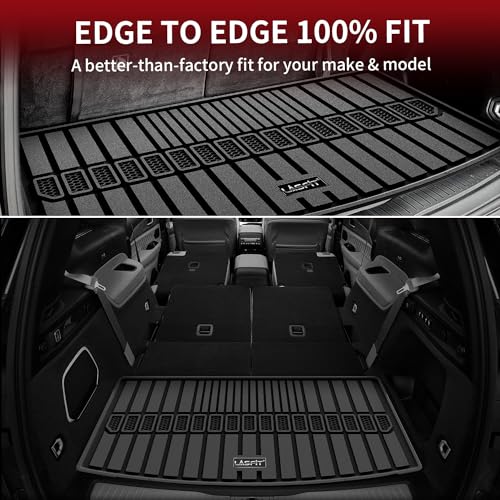 LASFIT Trunk Mat for Jeep Grand Cherokee L 2021-2025 2026 6 Seaters and 7 Seaters All Weather TPE Custom Fit Cargo Mat Trunk Liner Cargo Liner, Black - style: Grand Cherokee L 2021-2026 Cargo Mat