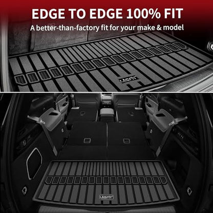 LASFIT Trunk Mat for Jeep Grand Cherokee L 2021-2025 2026 6 Seaters and 7 Seaters All Weather TPE Custom Fit Cargo Mat Trunk Liner Cargo Liner, Black - style: Grand Cherokee L 2021-2026 Cargo Mat