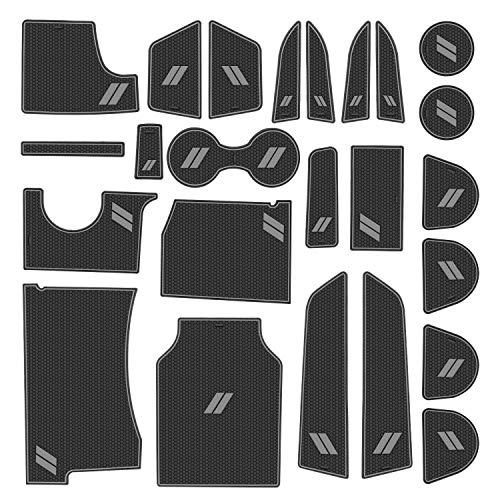 Fits Dodge Charger Accessories 2015-2023, Cup Holder Insert Center Console Shifter Liner Trim Interior Door Pocket Mats Pad (24pcs Set, Gray Trim) - color: Gray