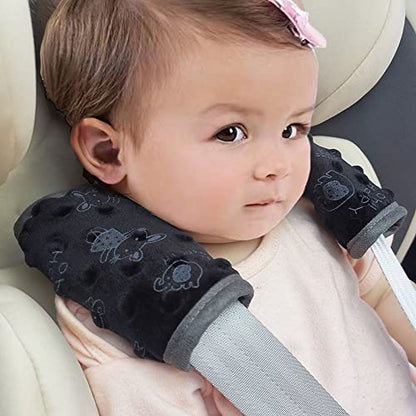 DODO NICI car seat Strap Cover for Baby, seat Belt Cover Cushion, Belt Pads fit Baby Carrier/Pushchair/Stroller, Cozy Peace Dotted Minky, Black - color: Black animals