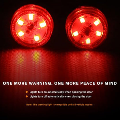 4 PCS Wireless Car Door LED Warning Lights, 5 LED Roadside Strobe Lamp for Anti Rear End Collision, Universal Flashing Safety Signal Light for Sedans SUVs Trucks Vans (Red) - color: Red