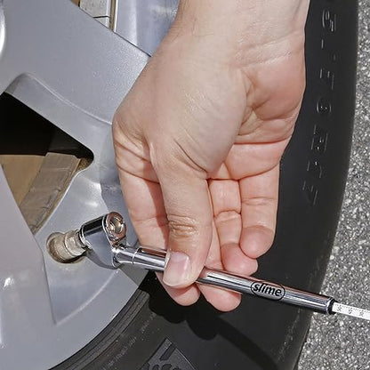 Slime 2016-A Tire Gauge, Dual Head, Pencil, 10-120 psi, includues Valve Extensions - size: Standard, style: Pencil