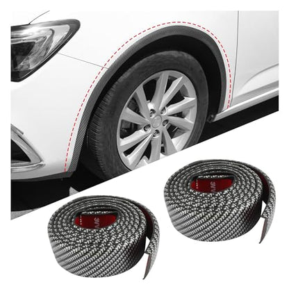 2PCS Trim Protector with Strong Adhesive, Carbon Fiber Flares Sticker for Wheel Eyebrow Protection & Car Decorations, Universal Flares for Most Door Trunk Hood