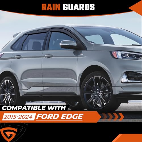 Rain Guards Compatible with Ford Edge 2015 2016 2017 2018 2019 2020 2021 2022 2023 2024, Tape-on Durable Side Window Sun Wind Deflectors, 2015-2024 Edge Rain Guard Black 6 PCS - size: Fit for Ford Edge 2015-2024