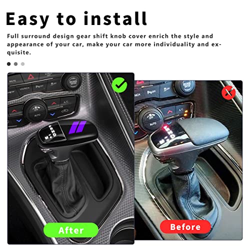 auovo Gear Shift Knob Trim Compatible with Dodge Charger Accessories 2015-2023 Challenger 2015-2024 / Durango 2016-2026 (Black-Purple) - color: Black-Purple