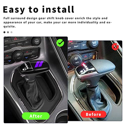 auovo Gear Shift Knob Trim Compatible with Dodge Charger Accessories 2015-2023 Challenger 2015-2024 / Durango 2016-2026 (Black-Purple) - color: Black-Purple