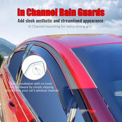 IKON MOTORSPORTS in Channel Window Visors Compatible with 2013-2020 Ford Fusion, Slim Style Acrylic Smoke Rain Guards, Side Window Wind Deflectors 4PCS