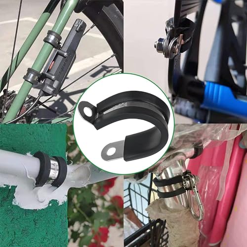 OURU 100PCS Cable Clamps 3/16 Inch 304 Stainless Steel Cable Clamps Rubber Coated Cushioned Insulated Cable Clamp,Automotive Wire Clamps,Pipe Clamps,Metal Clamp for Tube,Wire Cord Installation(5mm) - size: 100 PCS - 3/16 Inch