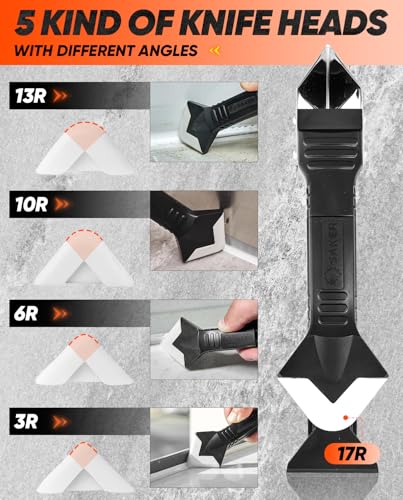 Saker Silicone Caulking Tool 3-in-1 Grout Removal Tool and Sealant Finishing Scraper with Stainless Steelhead, Caulk Remover and Seam Repair Kit for Bathroom, Kitchen, Floor, Window and Sink Joints - style: Classic Black