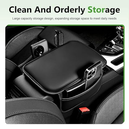 Soft Leather Car Center Console Cover, 8.66" x 11.42" Waterproof Armrest Pad with 2 Storage Bags, Scratch Resistant Middle Console Protector, Universal for Car SUV Truck Sedan (Beige) - color: Beige