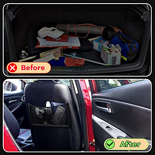 Frienda 4 Pcs Car Storage Net Bag, ABS Plastic Framed Mesh Net Holder, Phone & Cargo Organizer with Screws for Auto, Rv, Boat, Truck Pocket Storage (16 x 8 Inch) - size: 16 x 8 Inch