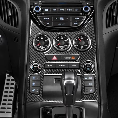 Compatible with Hyundai Genesis Coupe 2013 2014 2015 2016 Car Trim Stickers Center Control Panel Real Carbon Fiber Decals Interior Accessories - color: Central Console Panel