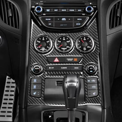 Compatible with Hyundai Genesis Coupe 2013 2014 2015 2016 Car Trim Stickers Center Control Panel Real Carbon Fiber Decals Interior Accessories - color: Central Console Panel