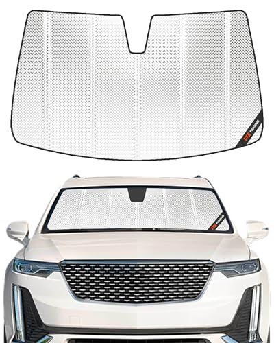 Pigenius Windshield Sun Shade for Cadillac XT6 2020-2025. Reflective Aluminum Film Front Window Sunshade - BLAZBLOCK - color: Classic Shiny Silver, size: 2020-2025 XT6