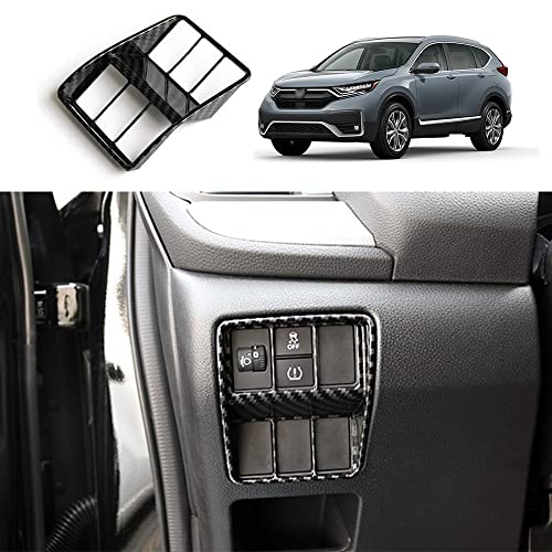 for CR-V 2017-2022 ABS Carbon Fiber ABS Headlight Switch Button Frame Cover Trim Sticker Automotive Interior Decoration Accessories for Honda CRV 2017 2018 2019 2020 2021 2022 - color: Headlight Switch Frame