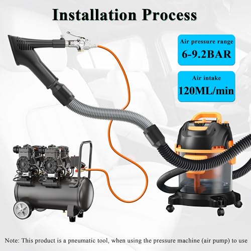 GOCCIDA 2IN1 Car Interior Detailing Air Blow Gun & vacunm Gun with Adjustable Air Flow Nozzle,Cleaning Gun Quickly Blasts Dirt and Dust from Surface Works with Air Compressor(Upgrade Rotate Tube) - color: silver