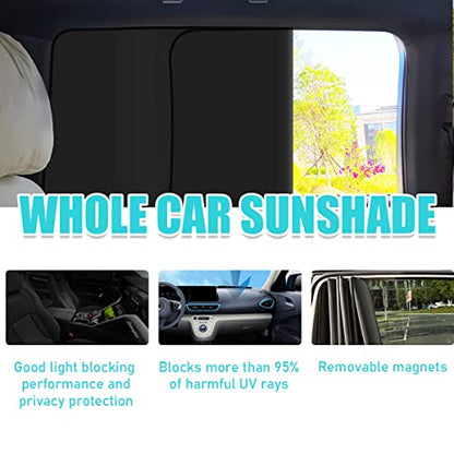 Ziciner Car Window Sun Shade（Only for Metal Frame）, 2 Pcs Auto Side Rear Magnetic Windshield Curtains, Sun Heat Blocker and UV Rays Protector, Universal Window Covers for Car, SUV (Black-Back Window) - color: Black-Back Window
