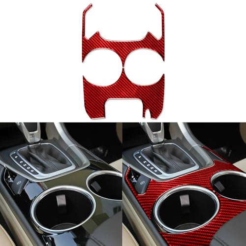 Real 3K Red Carbon Fiber Car Center Console Water Cup Holder Panel Decoration Trim Sticker Auto Interior Accessories Compatible with Ford Mondeo/Fusion 2013 2014 2015 2016-Type A - color: Red-cup Holder-a