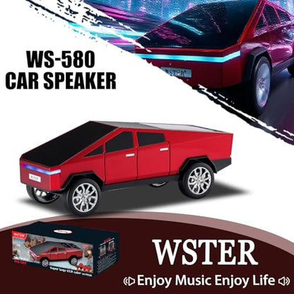 Futuristic Truck Bluetooth Replica Speaker with LED Display Screen – Portable Future-Style Audio with TWS Link, FM Radio, LED Lighting and Built-in Mic, For Every Technology and Truck Lover (Red) - color: Red