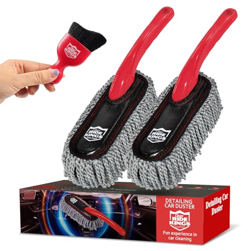 Car Detailing Kit, Interior Cleaning Brush & Microfiber Towel Set, Scratch Free Extra Soft Duster for Car Interior Exterior, Gifts for Men Women - 3 Packs - Red - color: Red