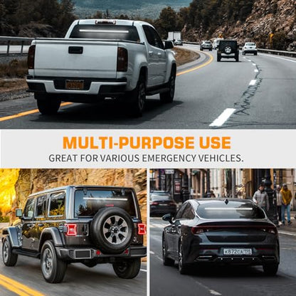XRIDONSEN 35 inch Traffic Advisor Light Bar 144 LED White strobe lights Emergency Warning Flashing Safety Front/Rear Windshield w/Directional Arrow for Construction Vehicles Snow plow Trucks - color: White