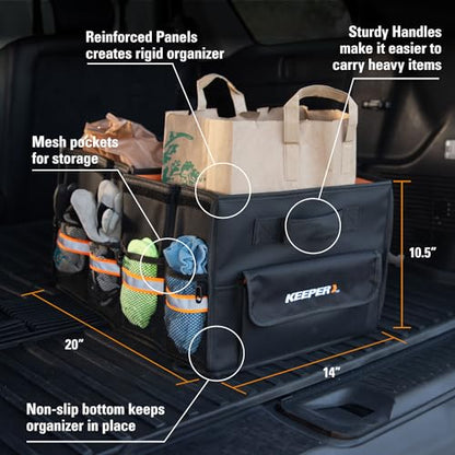 KEEPER Standard Trunk Organizer, 48L, Multi-Compartment Collapsible Car Organizers and Storage, Non-Slip Bottom, Suitable for SUV, Minivan, and Cars - size: Standard (48L)