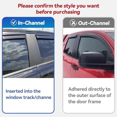 in-Channel Window Visors Rain Guards for 2000-2004 Dodge Dakota Quad/Crew Cab, Window Vent Wind Deflectors Visors Shades for 00 01 02 03 04 Dakota - size: 2000-2004 Dodge Dakota Crew/Quad Cab