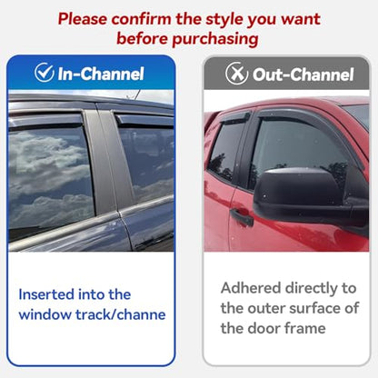 in-Channel Window Visors Rain Guards for 2000-2004 Dodge Dakota Quad/Crew Cab, Window Vent Wind Deflectors Visors Shades for 00 01 02 03 04 Dakota - size: 2000-2004 Dodge Dakota Crew/Quad Cab