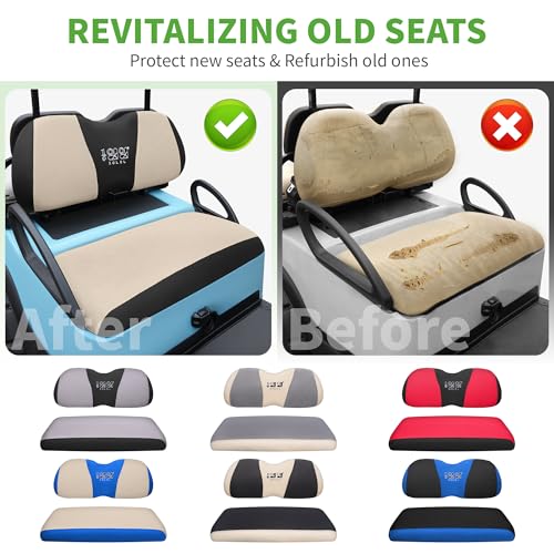 10L0L Golf Cart Seat Covers for Yamaha G29 Drive2 Club Car Precedent Tempo, Breathable Mesh Bench Seat Cover, No Drilling Front Seat Cushion, All-Season Comfort Gray Black - color: Beige and Black