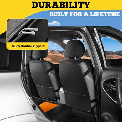 LINGVIDO Car Seat Covers, Breathable and Waterproof Faux Leather Automotive Seat Covers for Cars SUV Truck Sedan,Universal Anti-Slip Seat Cover with Backrest (Front Seat, Brown & Black) - color: Brown-Black, size: Front
