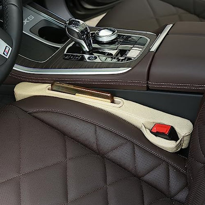 Car Seat Gap Filler 2 Pack,Car Seat Gap Filler Organizer,Car Seat Gap Plug with Storage Slot,3 in 1 Car Seat Gap Filler,Prevent Small Items from Falling(Beige) - color: beige