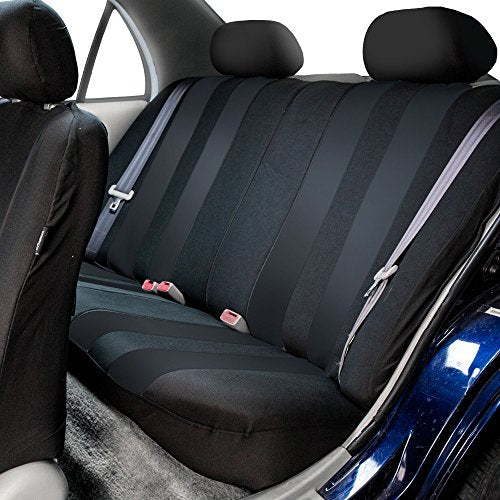 FH Group Three Row Set Striking Striped 7 Seater Car Seat Covers, Airbag Compatible & Split Ready – Universal Fit for Cars Trucks & SUVs Black - color: Black, size: 3 Row/7 Seater