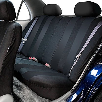 FH Group Three Row Set Striking Striped 7 Seater Car Seat Covers, Airbag Compatible & Split Ready – Universal Fit for Cars Trucks & SUVs Black - color: Black, size: 3 Row/7 Seater